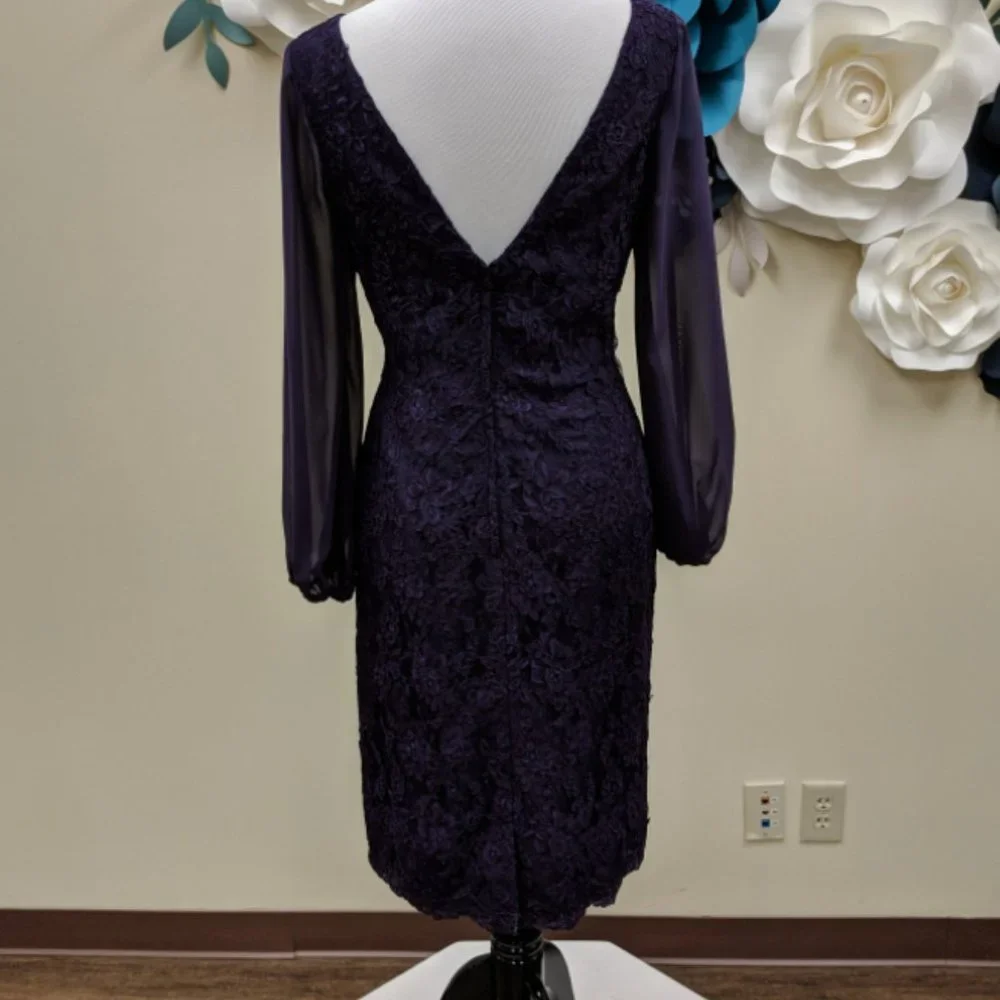Alfred Angelo 9060 Size 10 Short Gown Dress Purple Eggplant - Picture 5 of 5